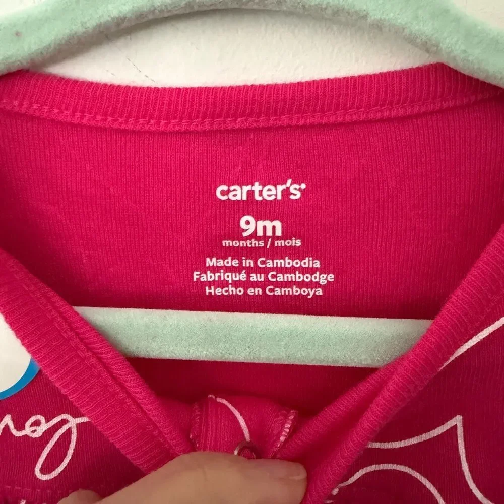 Carter's Pink Heart Matching rompers size 9M new with tags